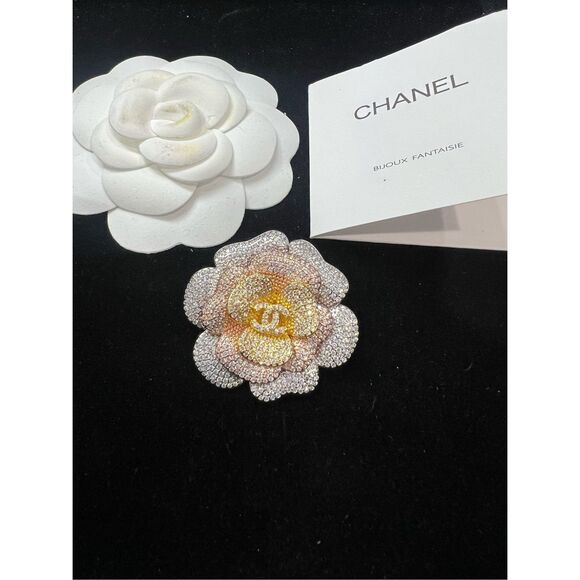 Chanel Tricolor CC Rhinestone Brooch Pin – Classic & Timeless - Picture 1 of 10
